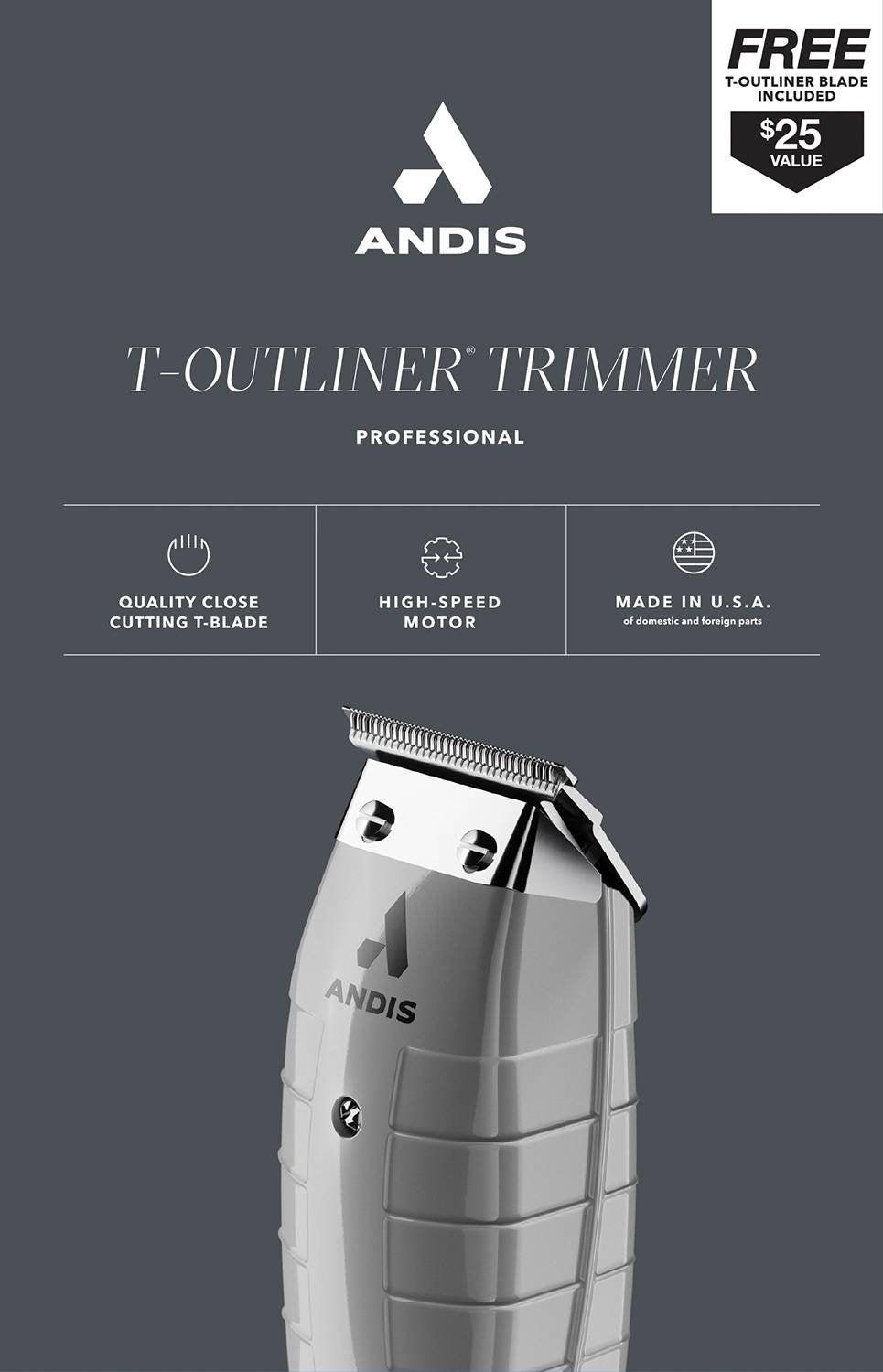 ANDIS TRIMMER T-OUTLINER GTO W/ T-BLADE