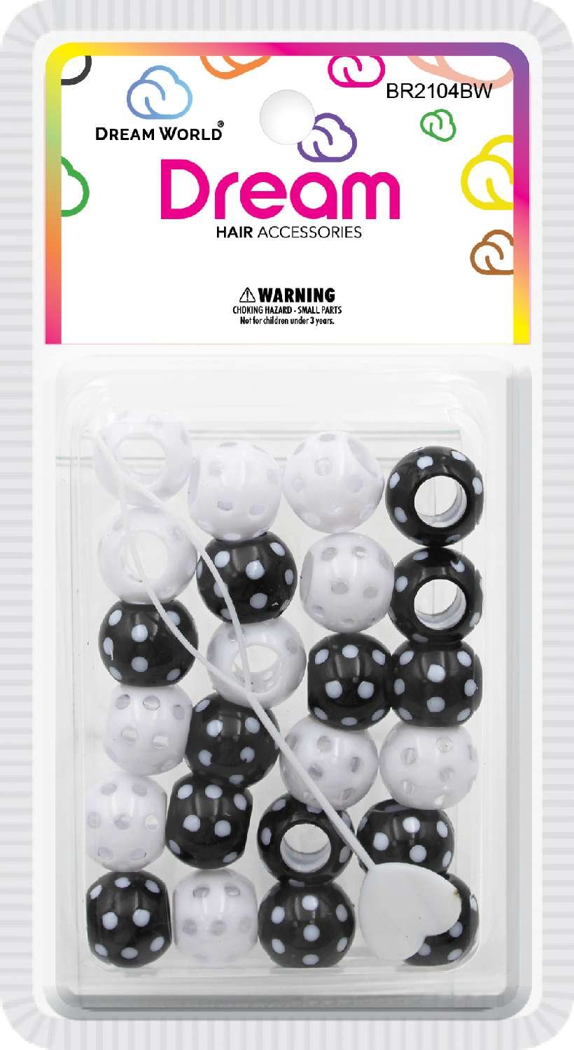 DREAM BEAD DOTS 15MM 24P BK/WH