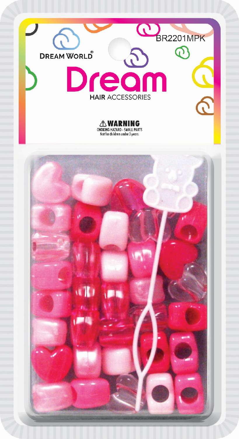 DREAM BEAD HEART BIG 35PC MIX PINK