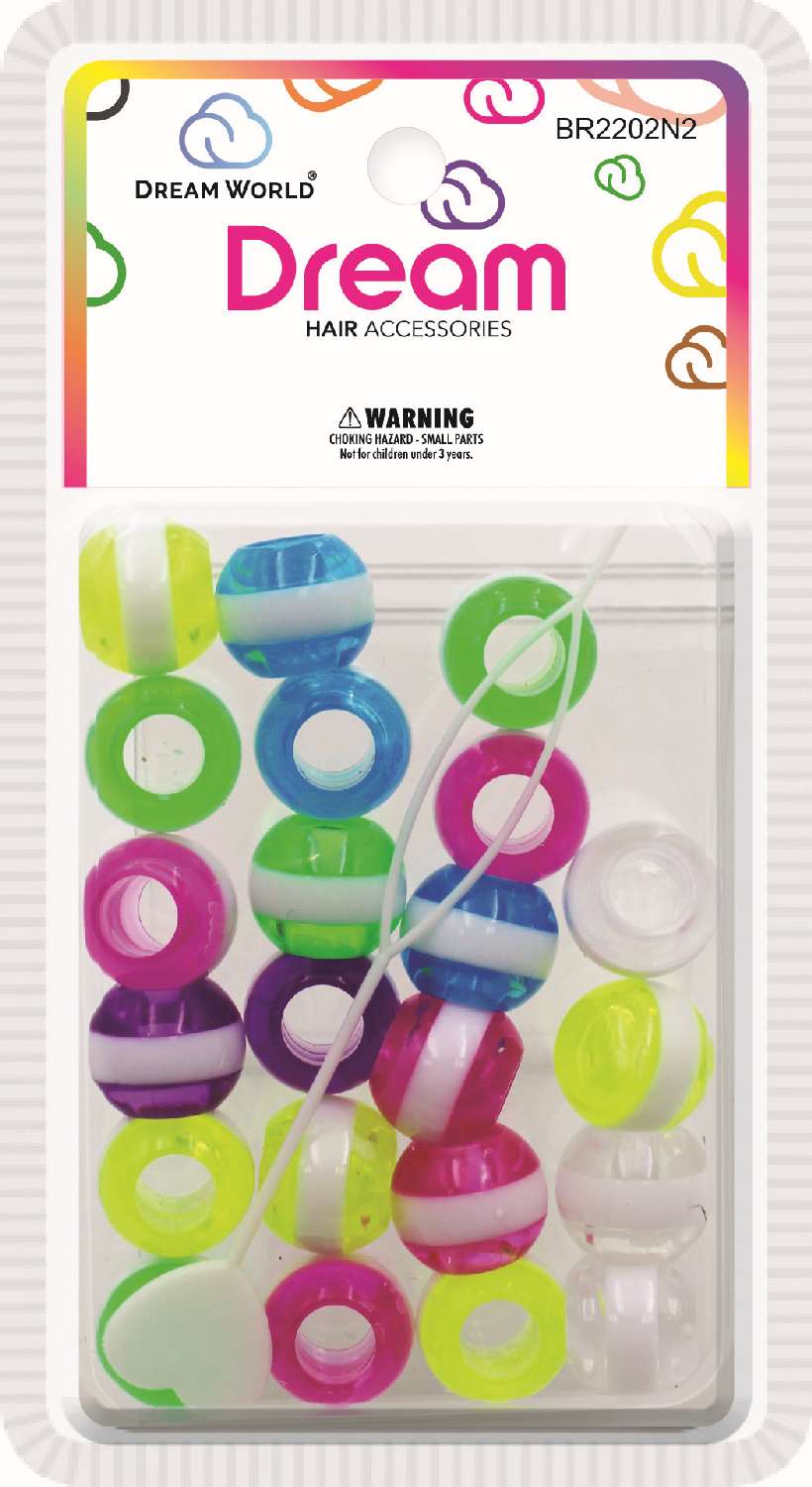 DREAM BEAD 16MM STRIPE 24PC NEON 2