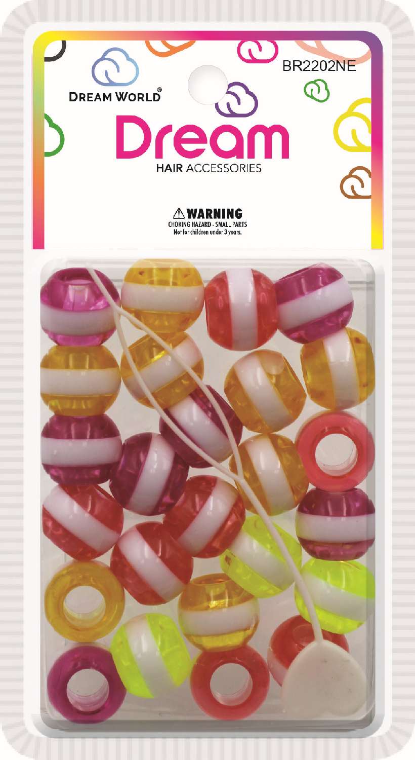 DREAM BEAD 16MM STRIPE 24PC NEON 1