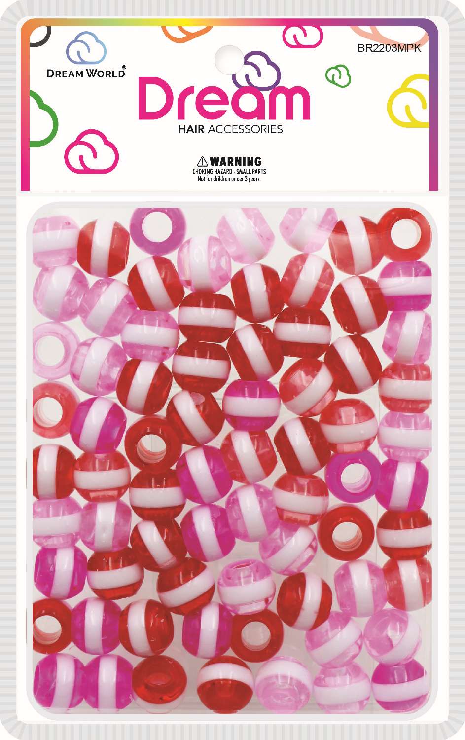DREAM BEAD 16MM STRIPE 70PC MIX PINK