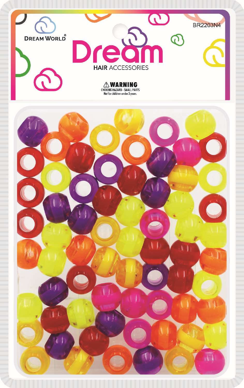 DREAM BEAD 16MM STRIPE 70PC NEON 4