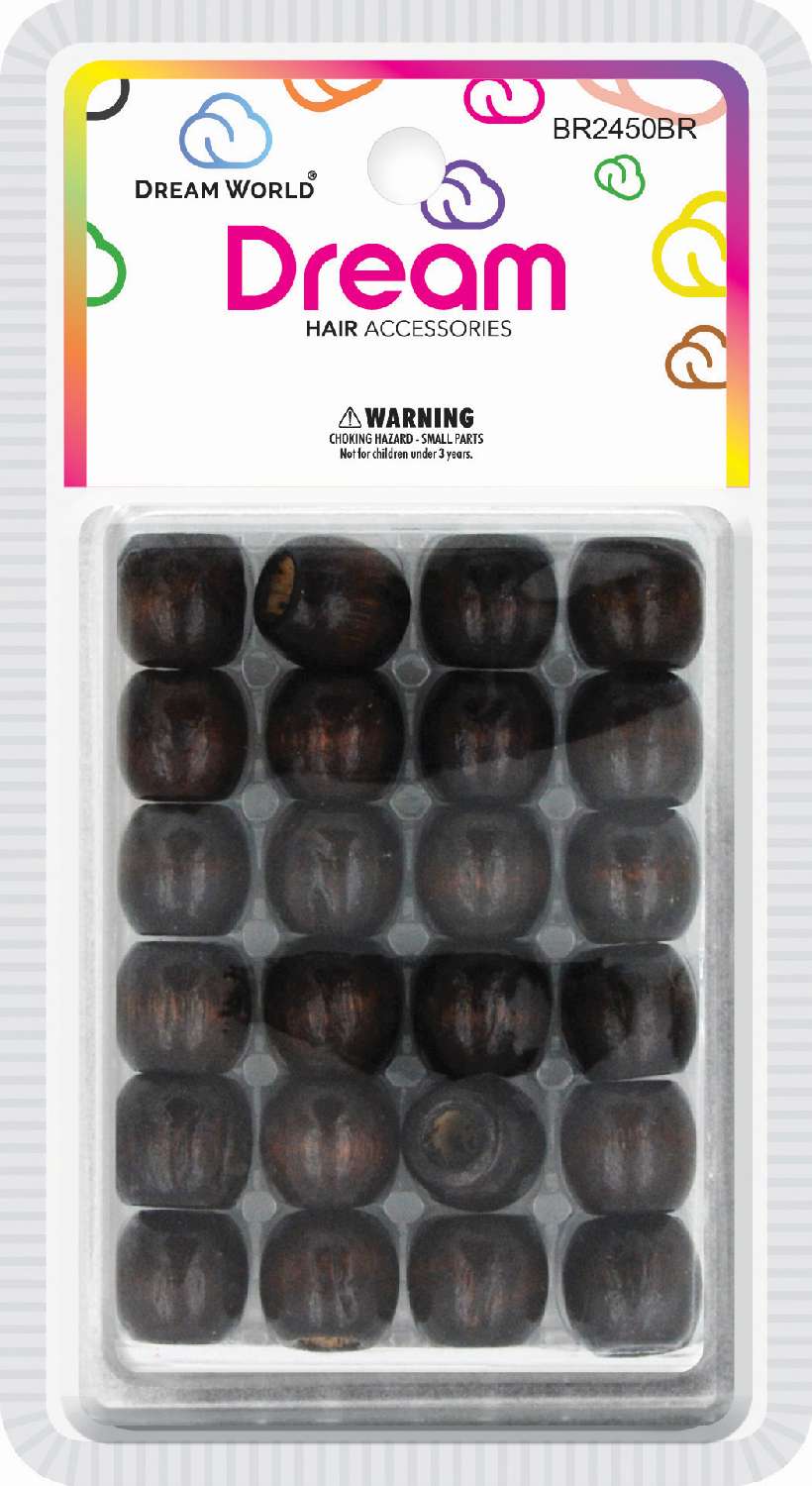 DREAM BEAD 18MM WOOD 24PC BROWN