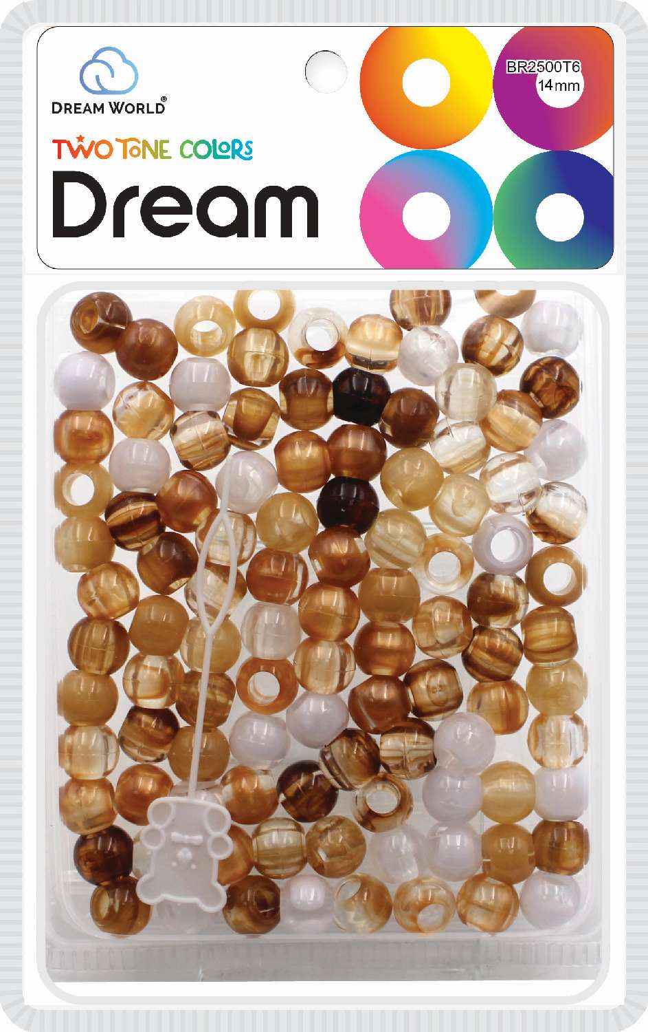 DREAM BEAD 14MM TWO TONE 48PC MIX BROWN