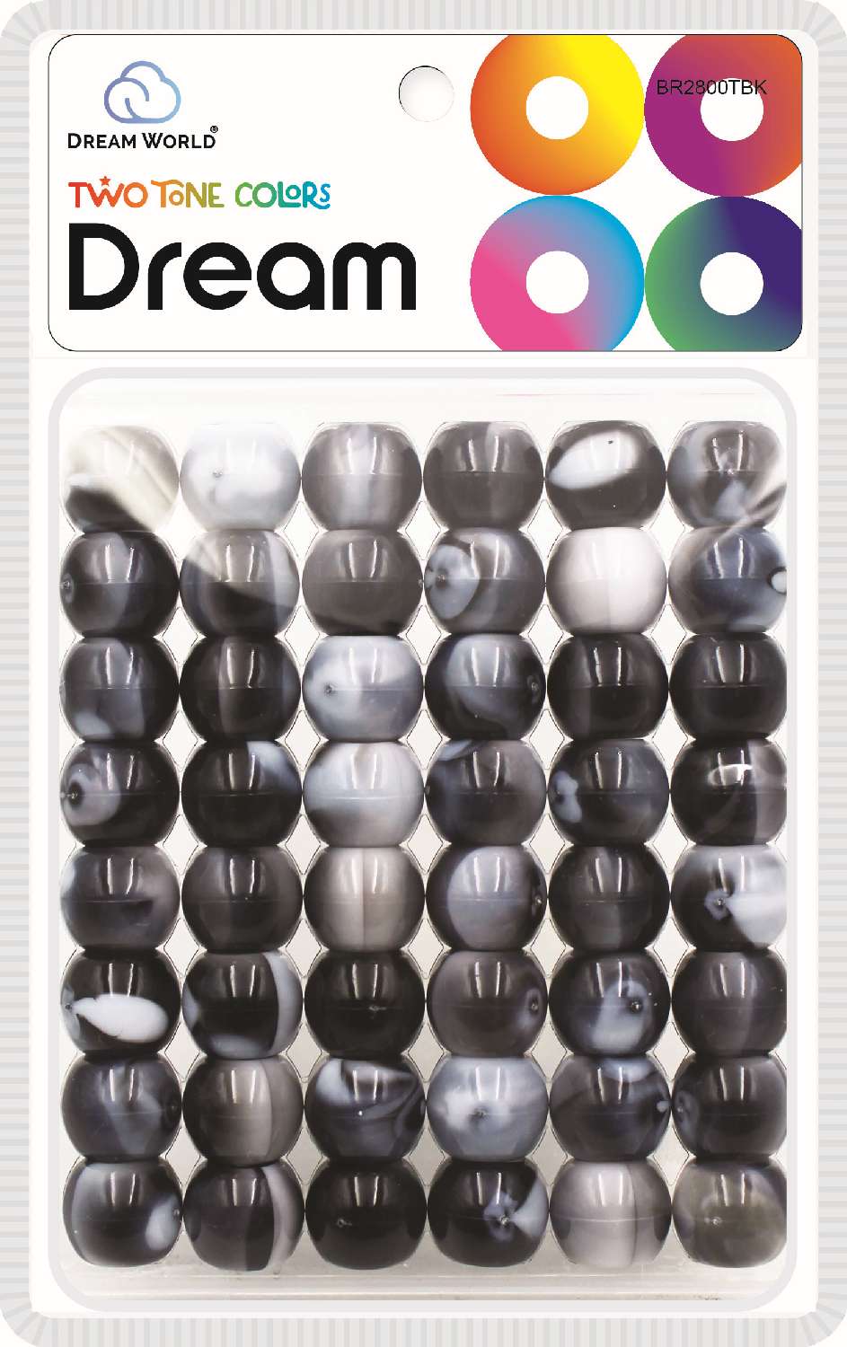 DREAM BEAD 18MM TWO TONE 52PC BLACK