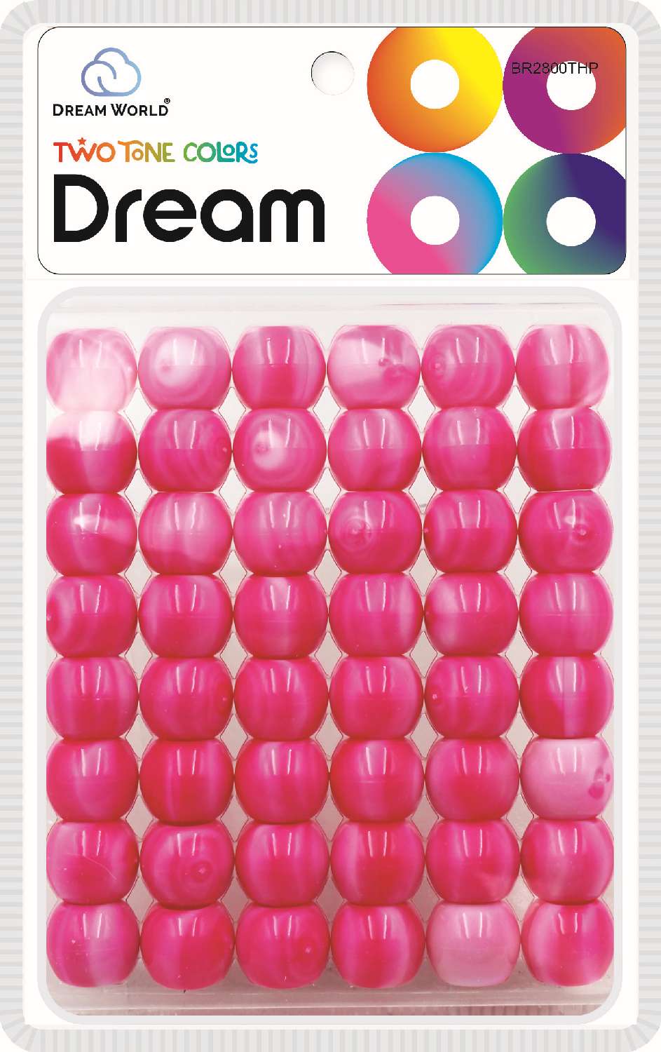 DREAM BEAD 18MM TWO TONE 52PC HOT PINK