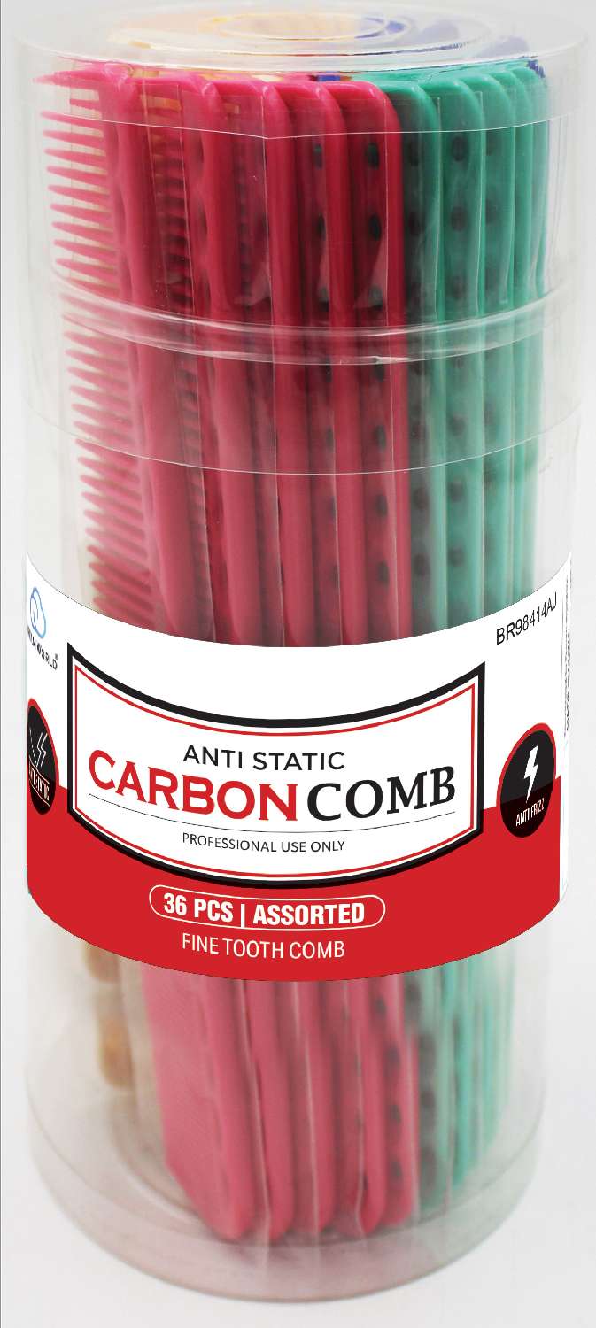 Dream World Anti Static Carbon Combs Assorted Color 36 Pcs Jar