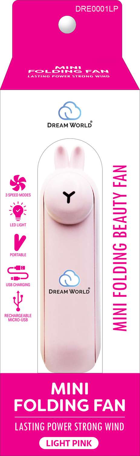 DREAM FAN MINI FOLDING LED LIGHT PINK