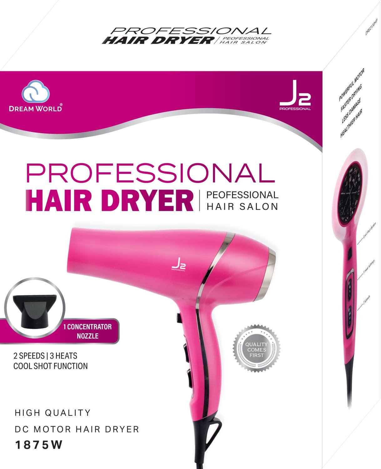 J2 H/T DRYER DC MOTOR HOT PINK