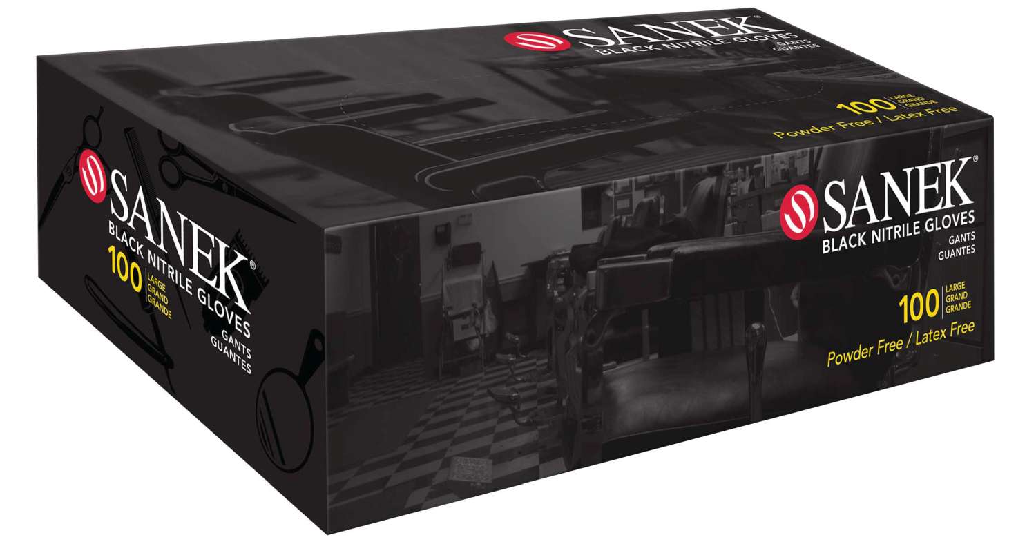 SANEK GLOVE BLACK NITRILE PF [LG]