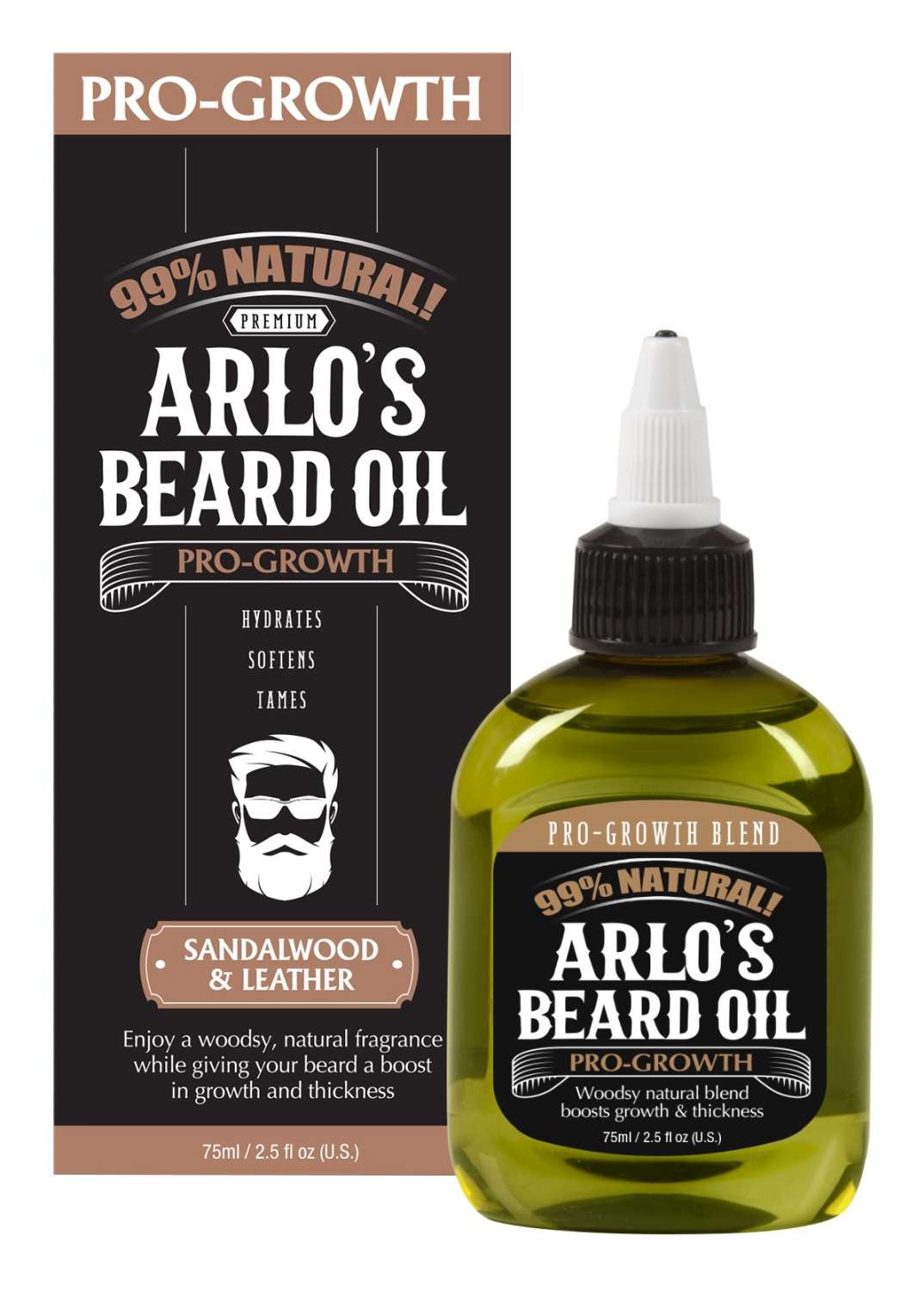 ARLO'S BEARD OIL SANDALWOOD/LEATHER 2.5 OZ