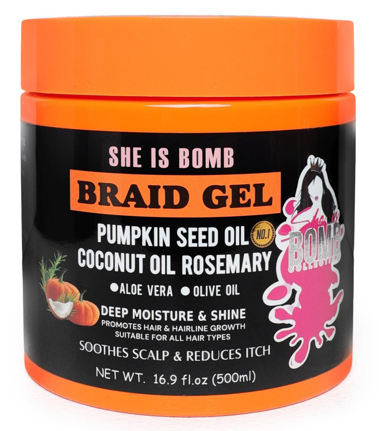 SHE IS BOMB BRAID GEL [PUMPKIN SEED OIL] 16.9 OZ