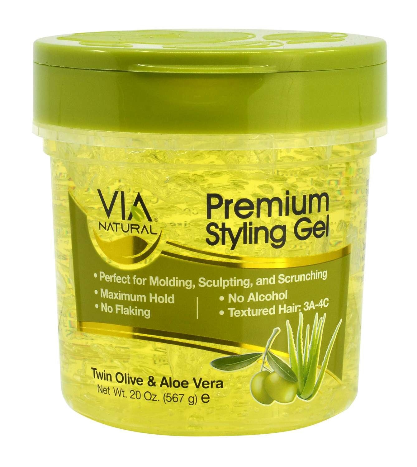 VIA PREM STYLING GEL TWIN OLIVE/ALOE 20 OZ